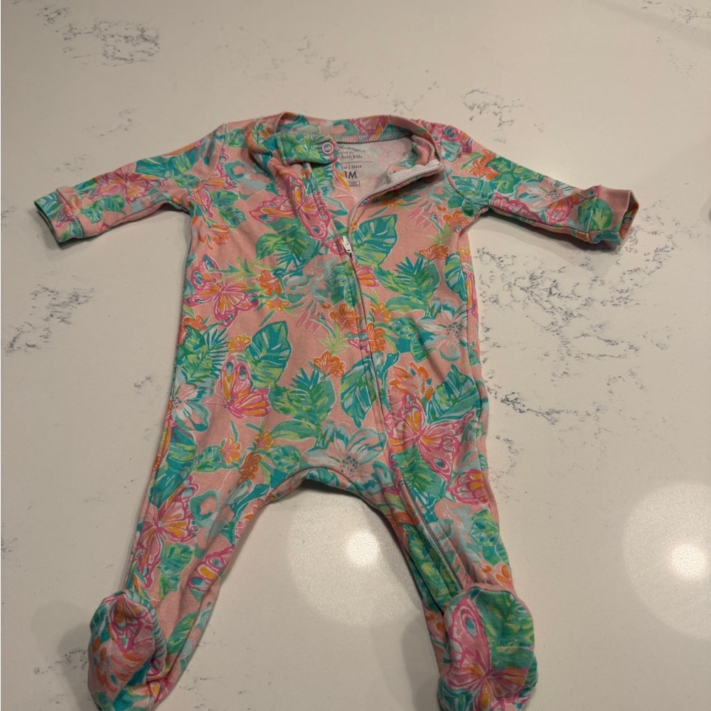Lilly Pulitzer Pink and Green Kids Footie